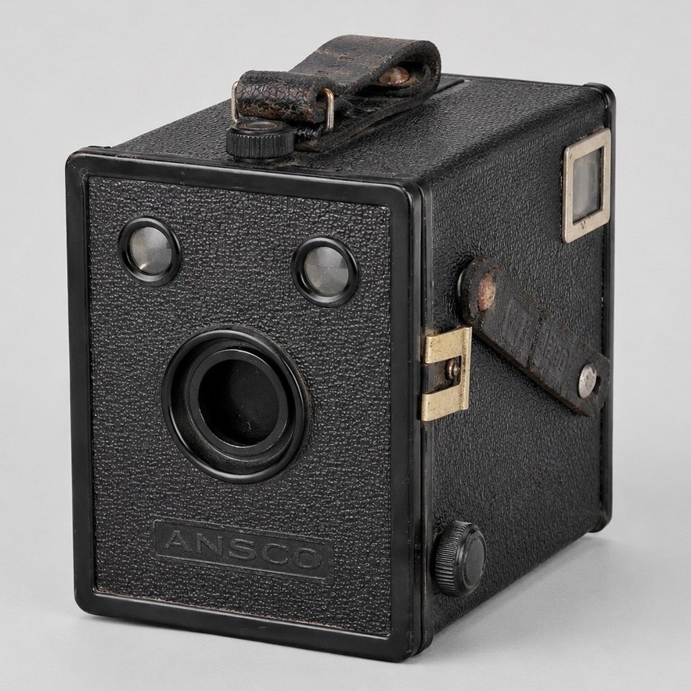 Vintage Ansco B2 Cadet Box Camera 120 Film Art Deco Black USA‎ 1930s